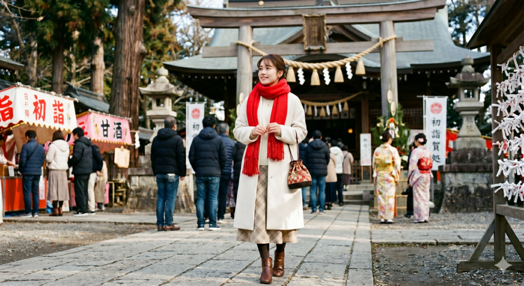 初詣で赤い服をおしゃれに着こなすおすすめコーデ